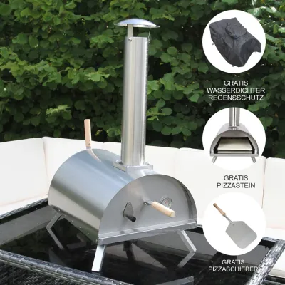 Pellets Pizzaofen Tischofen – 350–400°C, 5 Min, Pizzastein & Schaufel inkl.
