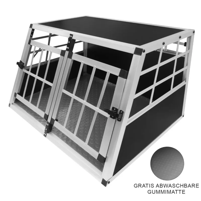 Auto Hundetransportbox – Kleine Doppelbox, Aluminium, 50 x 89 x 69 cm
