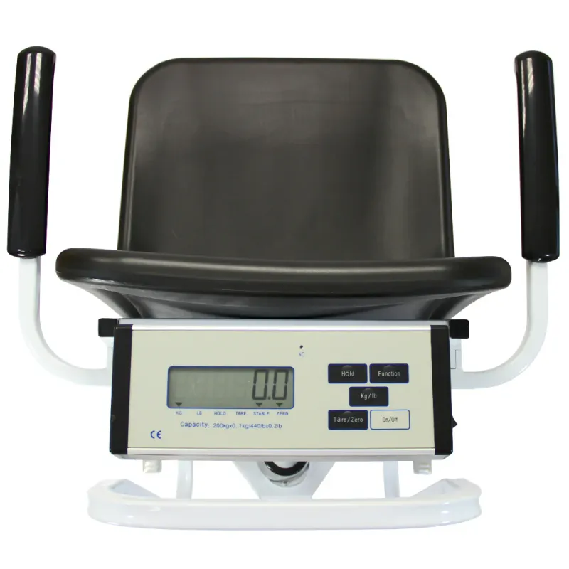T‑Mech Digitale Sitzwaage, Stuhlwaage – bis 200 kg | Hold &amp; Tara, Akku/Netz, kg/lb