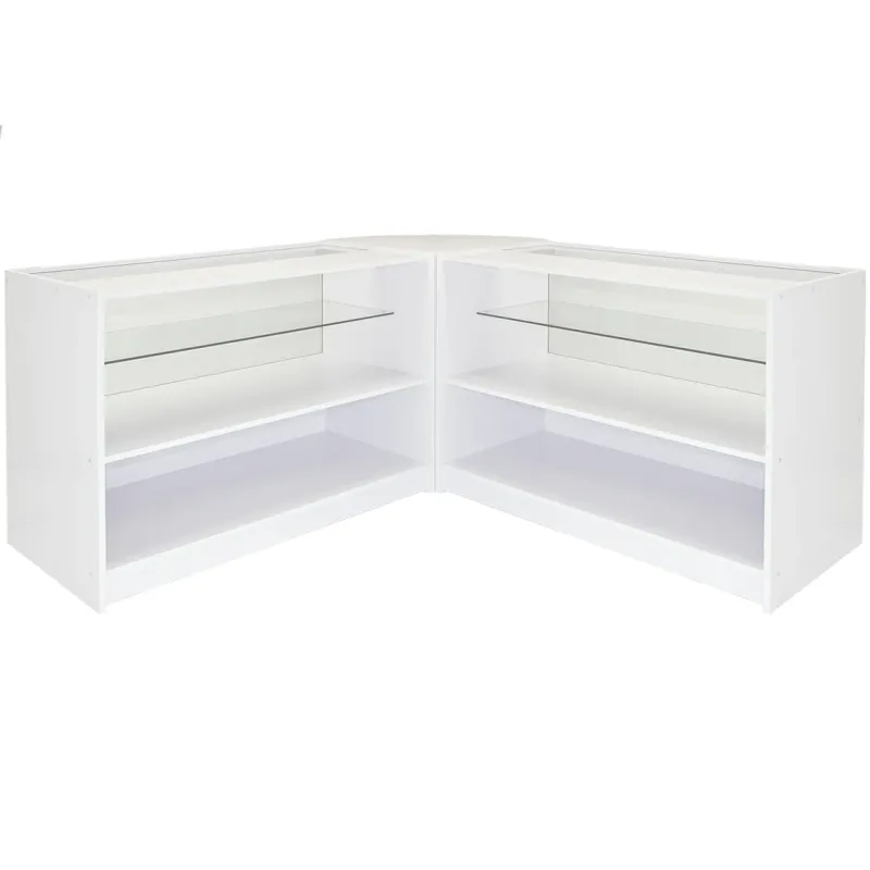 Gemini C1200 + CM60 Ladentheke – Brilliant‑Weiss | 2x C1200 Vitrine + CM60 Ecktheke
