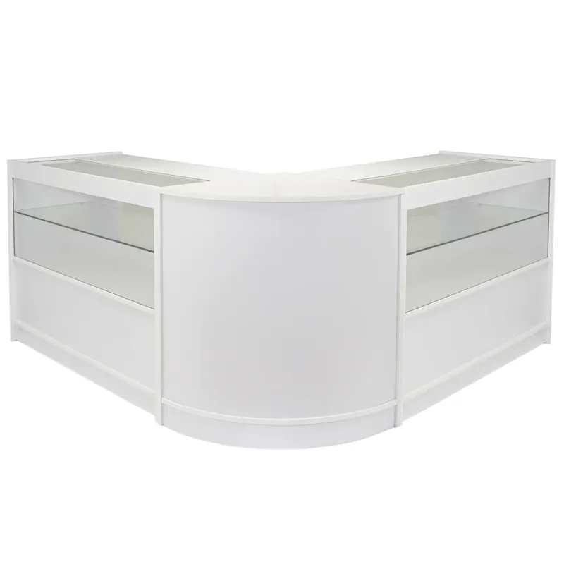 Gemini C1200 + CM60 Ladentheke – Brilliant‑Weiss | 2x C1200 Vitrine + CM60 Ecktheke