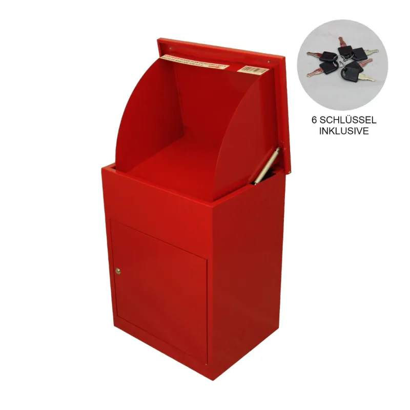 Paketbriefkasten mit Paketfach – Rot | 32 × 20,5 × 12 cm, abschliessbar, 5 Schlüssel