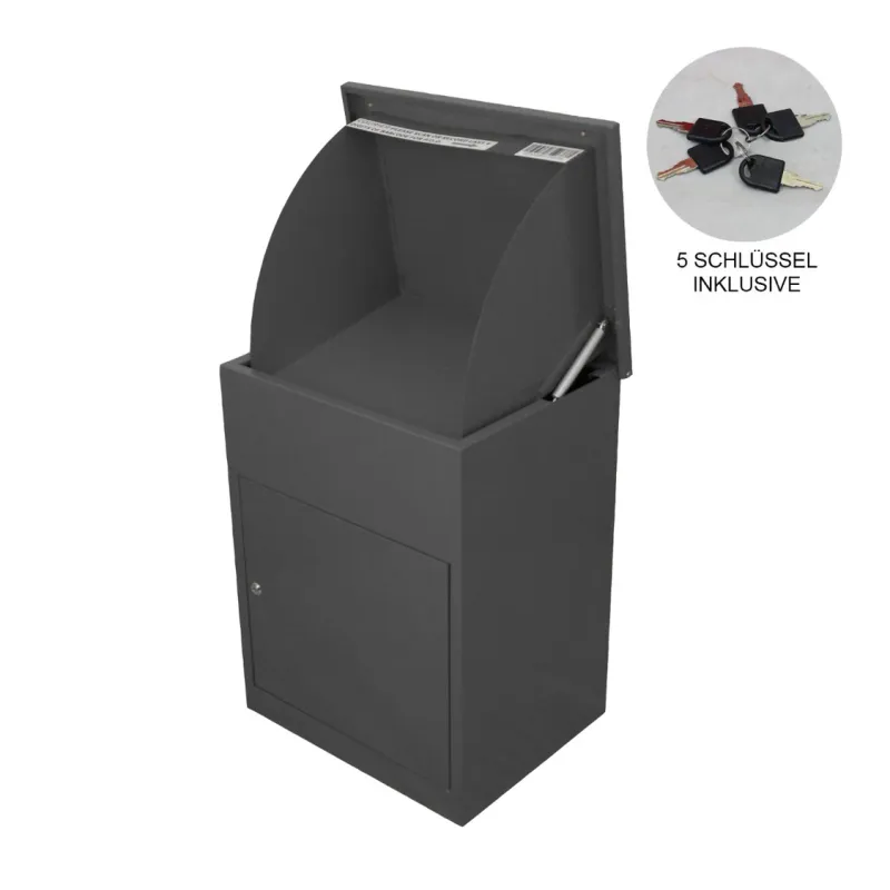 Paketbriefkasten mit Paketfach – Grau | 32 × 20,5 × 12 cm, abschliessbar, 5 Schlüssel