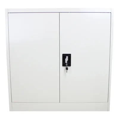 Aktenschrank Metall – Hellgrau | 90 x 90 x 40 cm, abschliessbar, 2 Regale