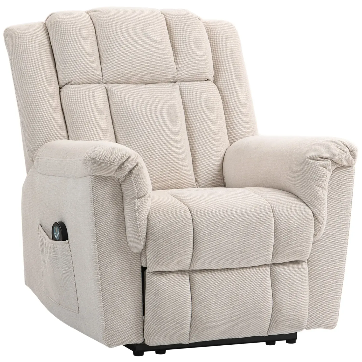Massagesessel elektrisch &amp; beheizbar – Beige | 8 Punkte, 9 Modi, 135° Liege, Chenille