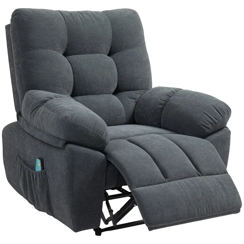 Recliner‑Massagesessel – Grau | 8 Punkte, Lendenwärme, 150° Liege, Fussstütze