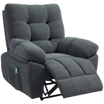 Recliner‑Massagesessel – Grau | 8 Punkte, Lendenwärme, 150° Liege, Fussstütze