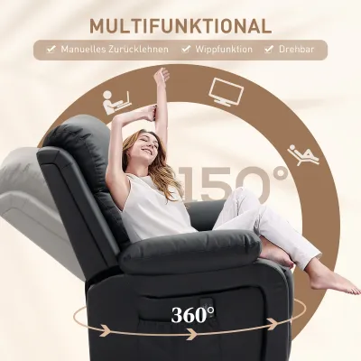 Massagesessel Schwarz | 8 Punkte, 150° Liege, optional Montageservice