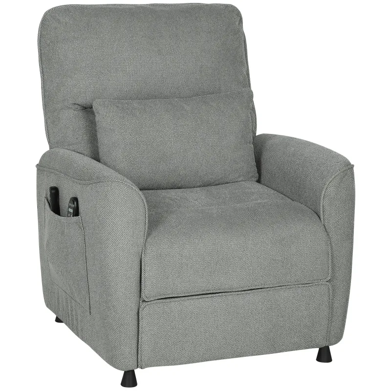 Liegesessel – Dunkelgrau Chenille | 8‑Punkt Massage, Wärme, 150° elektrisch, Memory