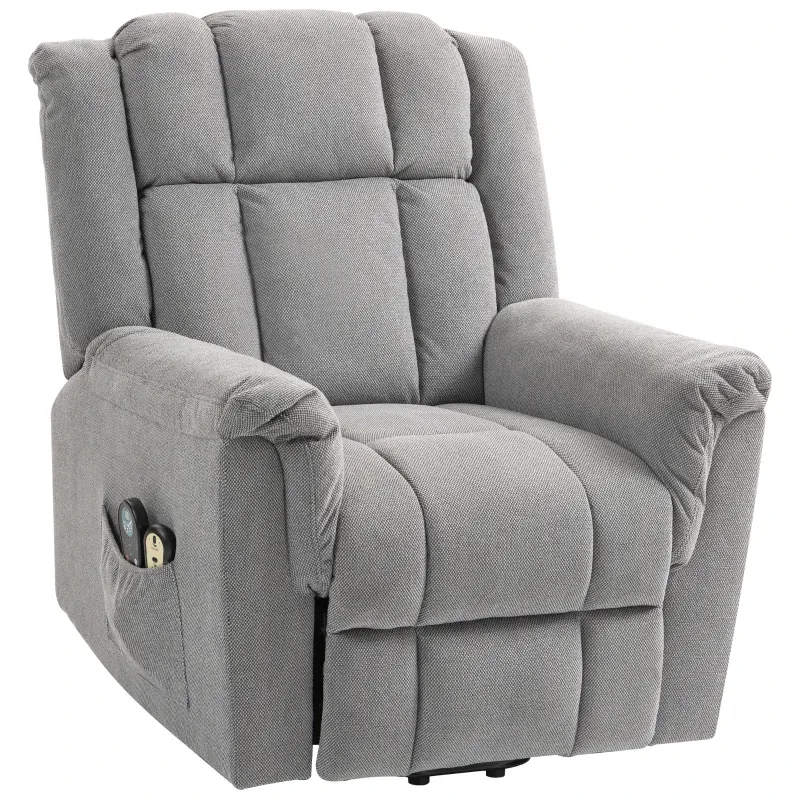 Powerlift Aufstehsessel mit Massage &amp; Wärme – Dunkelgrau, 85x91x104 cm