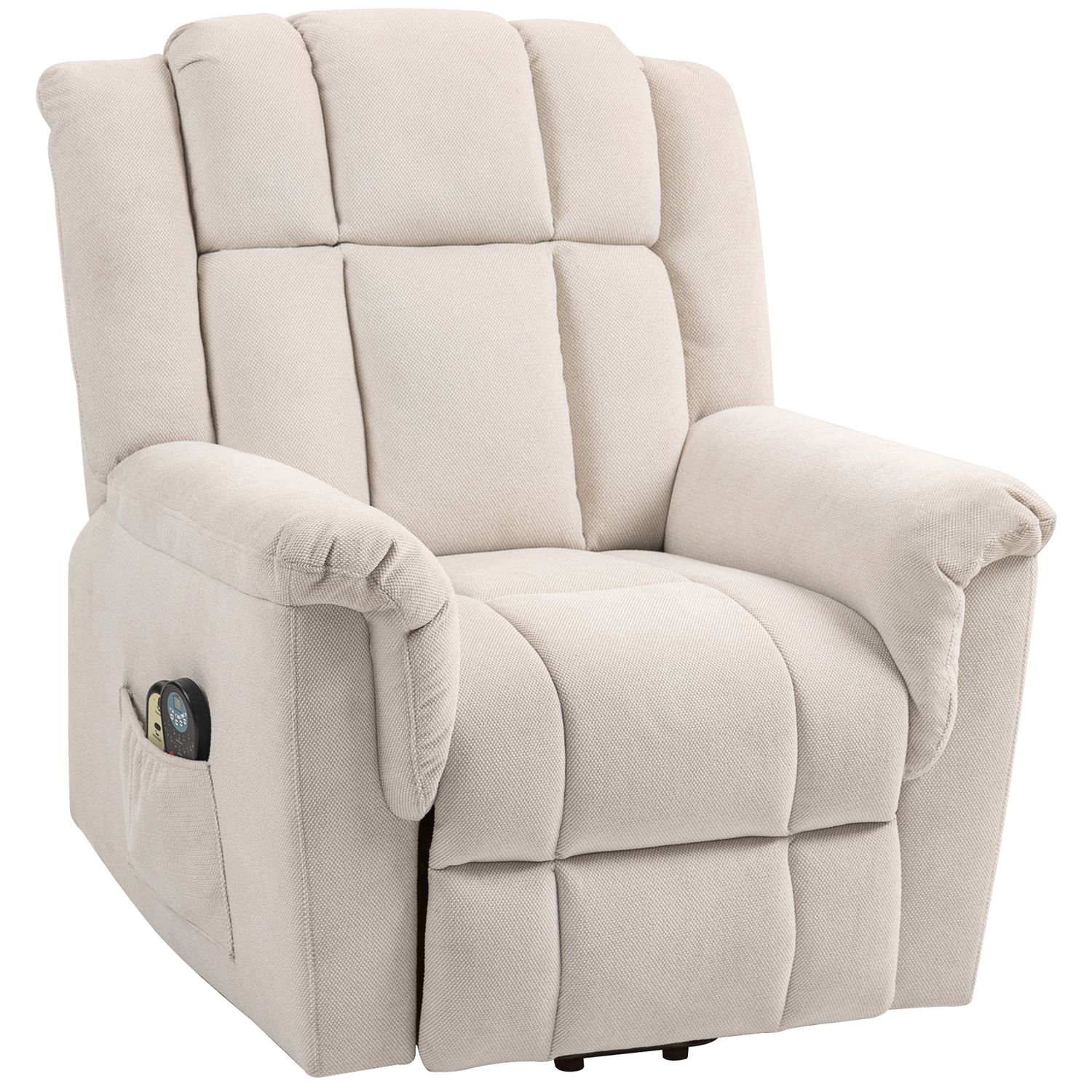 Powerlift Aufstehsessel Massagesessel mit Wärme – Beige Chenille