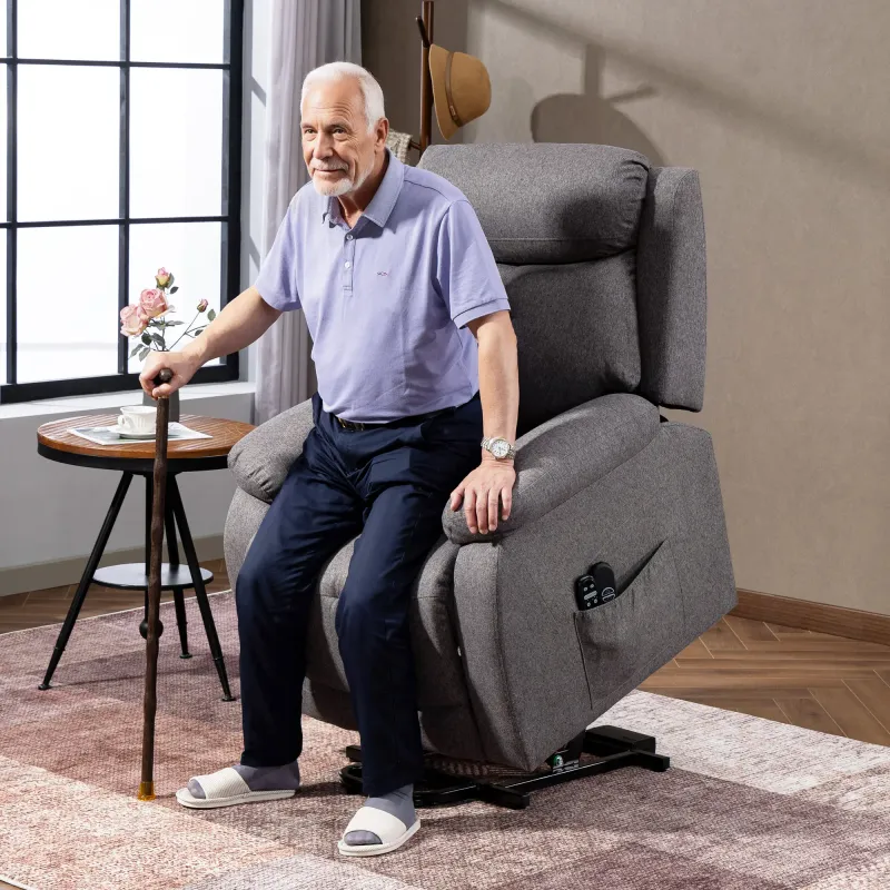 Elektrischer Aufstehsessel Grau | Massage, Wärme, USB, optional Aufbauservice