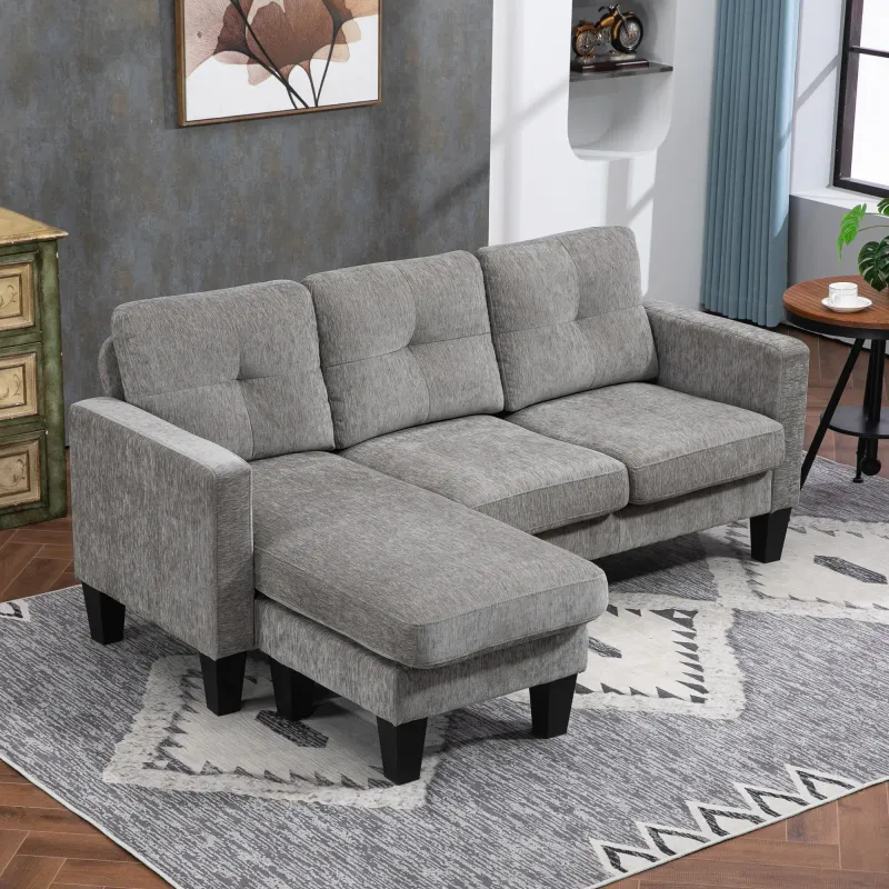Ecksofa L-Form mit umkehrbarer Chaiselongue – Braun, 186x130x84 cm