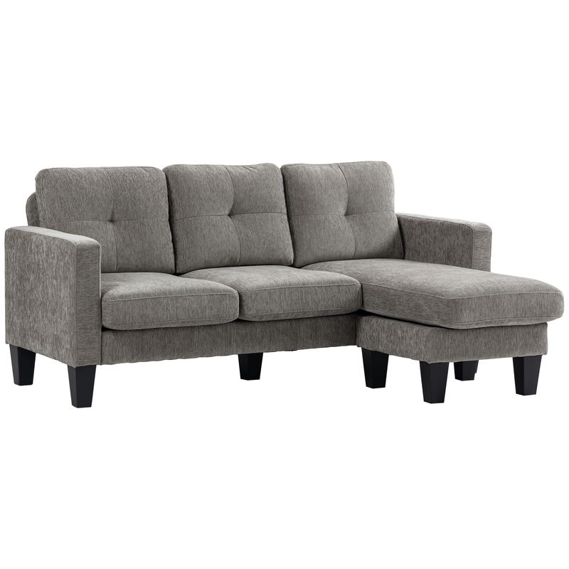 Ecksofa L-Form mit umkehrbarer Chaiselongue – Braun, 186x130x84 cm