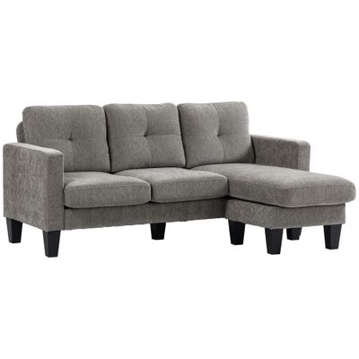 Ecksofa L-Form mit umkehrbarer Chaiselongue – Braun, 186x130x84 cm