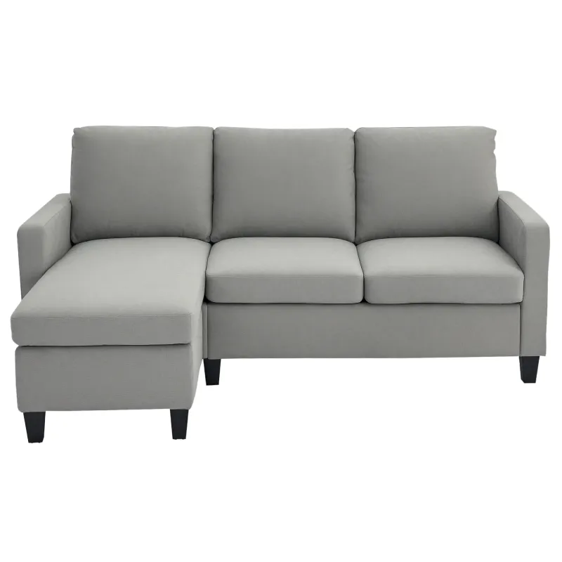Ecksofa mit Schlaffunktion, 3‑Sitzer, Bettkasten – Grau, 197x139x91 cm