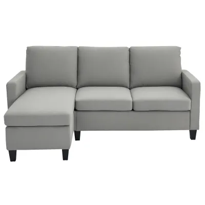 Ecksofa mit Schlaffunktion, 3‑Sitzer, Bettkasten – Grau, 197x139x91 cm
