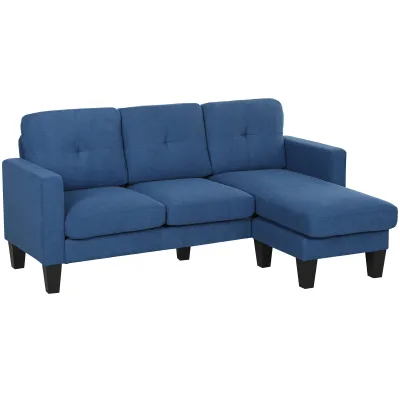 Ecksofa 3‑Sitzer, Chaiselongue links/rechts – Blau