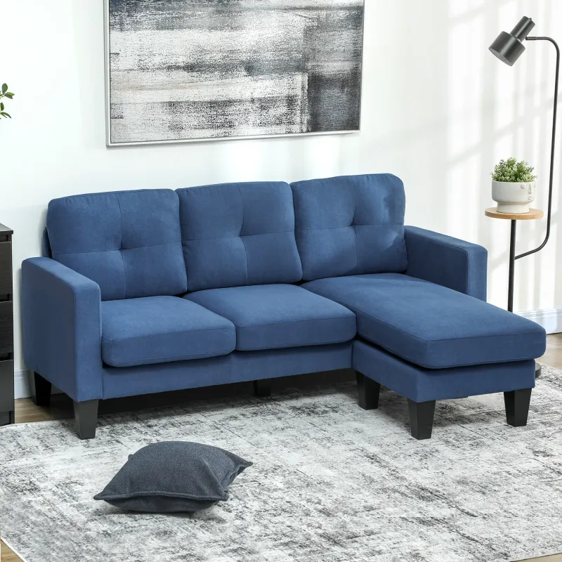 Ecksofa 3‑Sitzer, Chaiselongue links/rechts – Blau