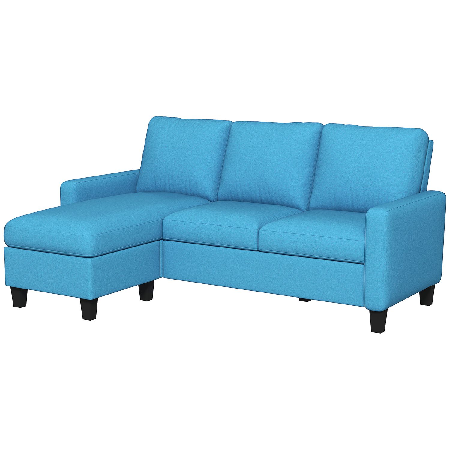 Ecksofa 3-Sitzer mit reversibler Chaiselongue | Blau | 197L x 139B x 91H cm | 100% Polyester, Federkern, 28D