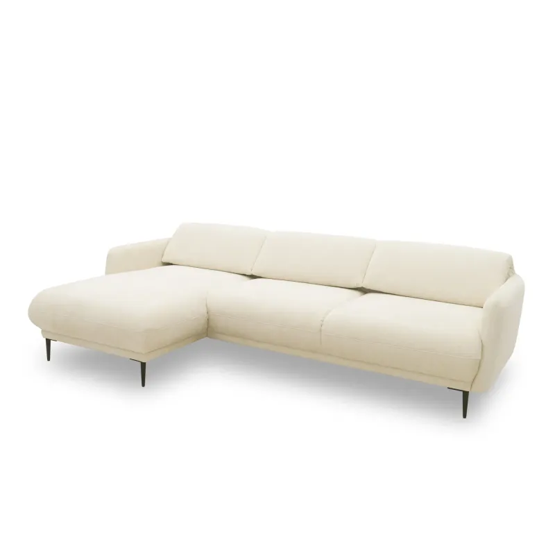 Luxus-Ecksofa 200 023 | L-Form mit Rückenfunktion | Holz-Füsse | Creme | 269 x 156 x 73 (BxTxH)