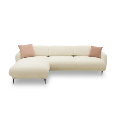 Luxus-Ecksofa 200 023 | L-Form mit Rückenfunktion | Holz-Füsse | Creme | 269 x 156 x 73 (BxTxH)