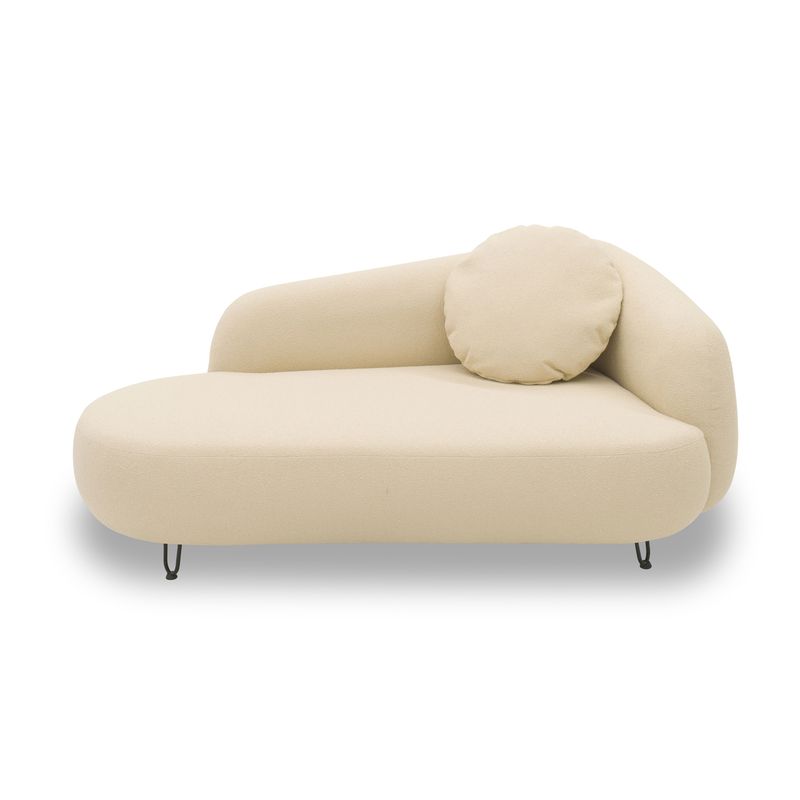 Longchair rechts | Gartensofa Outdoor | Beige | 177 x 105x 79 cm | Quick-Dry Schaum, wasseraweisender Stoff