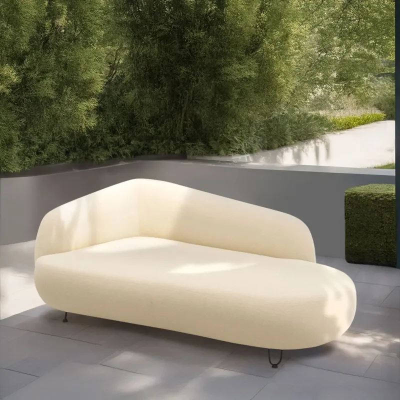 Outdoor Luxus-Sofa Longchair links | Gartensofa Beige | 177 x 105 x 79 cm | Quick-Dry Schaum, wasseraweisender Stoff