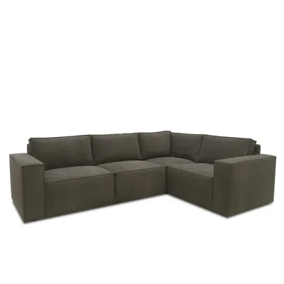 Ecksofa | L-Form Polsterecke in Schlamm | 277 x 197 x 84 cm | Komfortabel, pflegeleicht, mit Rückenkissen