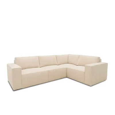 Ecksofa | L-Form Cord-Sofa in Creme | 277 x 197 x 84 cm | Komfortable Polsterung, pflegeleicht