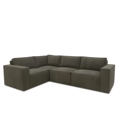 Ecksofa L-Form in Schlamm | Polsterecke mit Rückenkissen | 277 x 197 x 84 cm | Pflegeleicht &amp; komfortabel