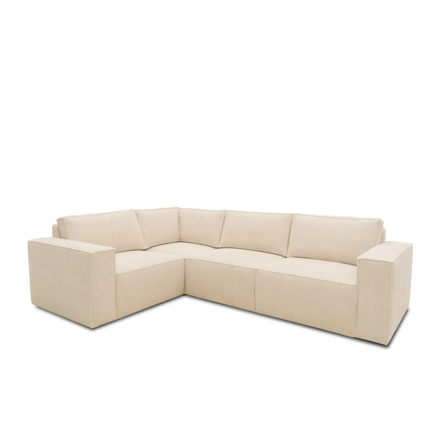 Ecksofa | L-Form Cord-Sofa in Creme | 277 x 197 x 84 cm | Komfortable Polsterung, pflegeleicht
