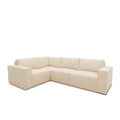 Ecksofa | L-Form Cord-Sofa in Creme | 277 x 197 x 84 cm | Komfortable Polsterung, pflegeleicht