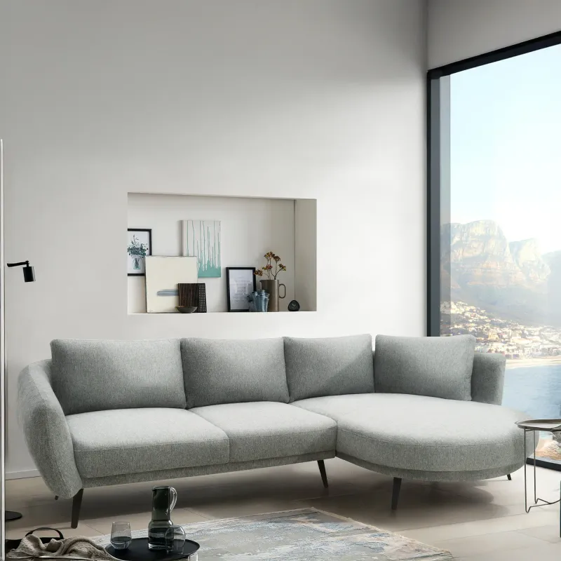 Ecksofa L-Form mit Federkernpolsterung | Grau | 292 x 180 x 85 cm | Komfort & Stil