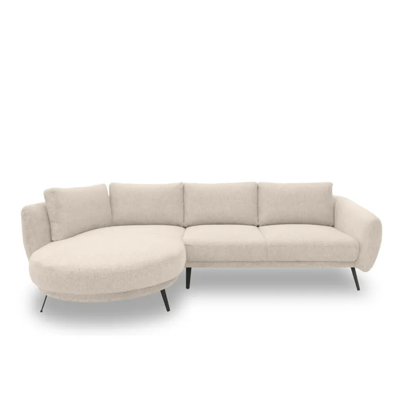 Ecksofa | L-Form mit Federkernpolsterung | Beige | 292 x 180 x 85 cm