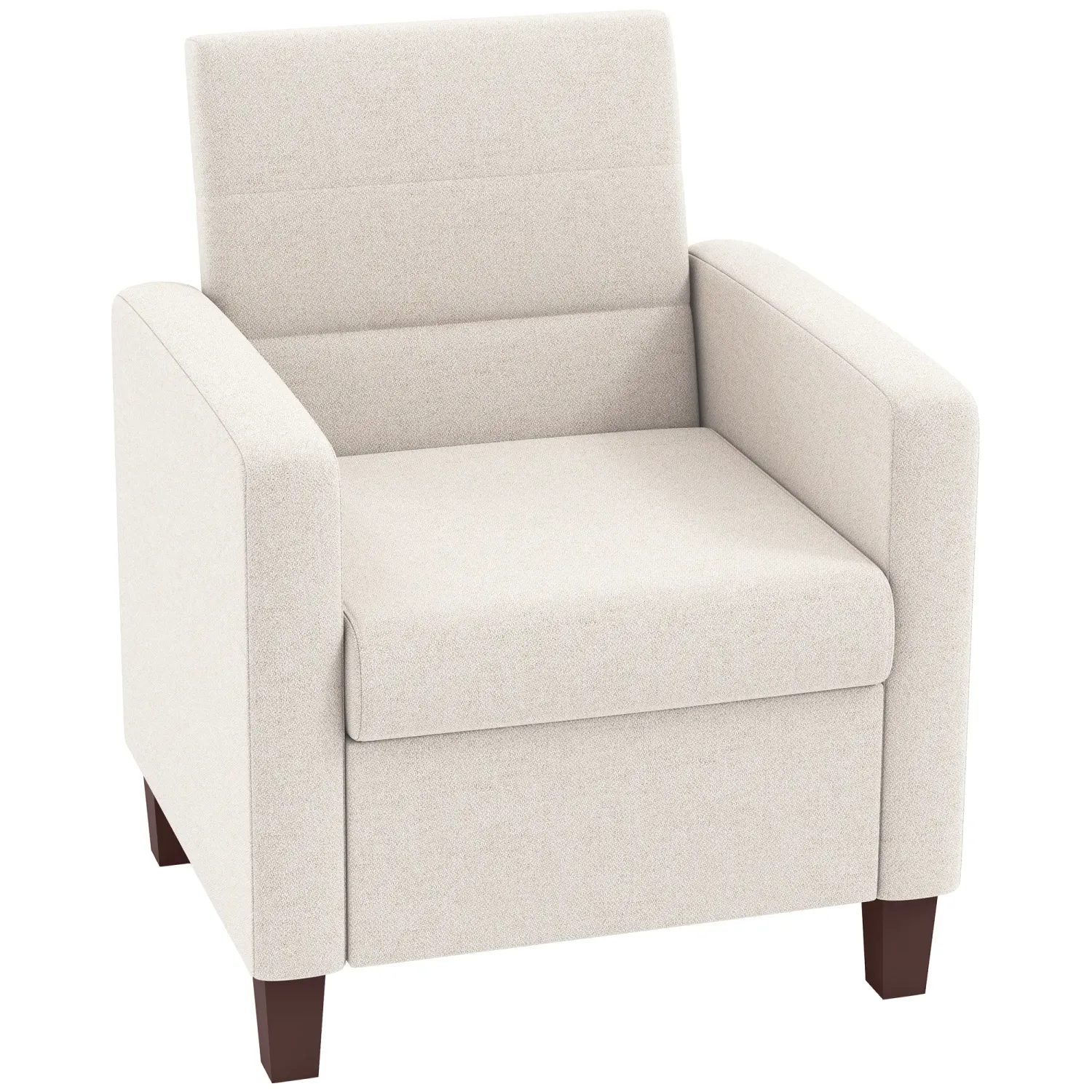 Polstersessel in Leinenoptik | Cremeweiss | Abnehmbares Kissen, Federpaket, rutschfeste Fusspolster | 71B x 78T x 87H cm
