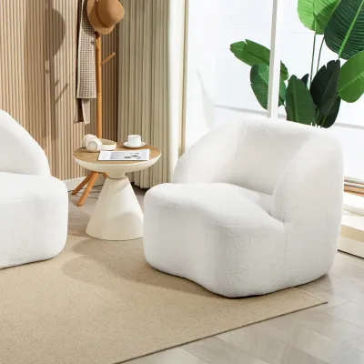 Moderner Sessel mit Fleece-Polsterung, Cremeweiss, 81B x 82T x 73,5H cm – kompakt, warm, rutschfest