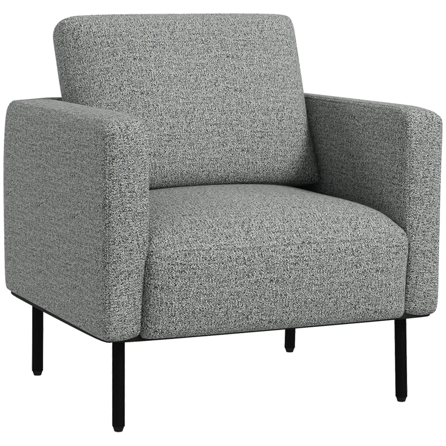 Lounge-Sessel aus Stoff, 1-Sitzer, Leinenoptik, Stahlbeine, Grau Schwarz, 79 x 76 x 65 cm – ergonomisch, abnehmbarer Bezug