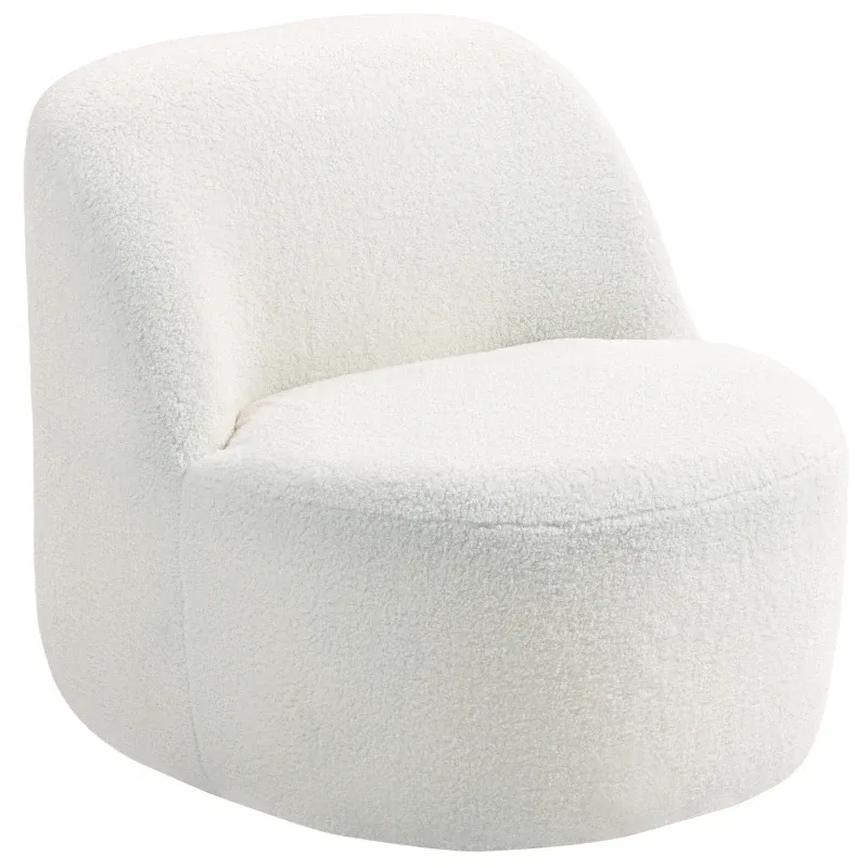 Sessel aus Sherpa-Fleece, ergonomische Rückenlehne, Cremeweiss, 73x82x71 cm – kompakt, 120 kg