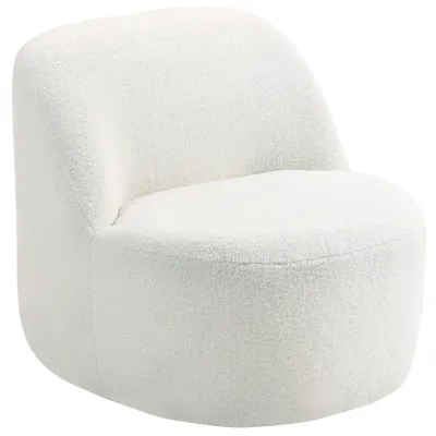 Sessel aus Sherpa-Fleece, ergonomische Rückenlehne, Cremeweiss, 73x82x71 cm – kompakt, 120 kg