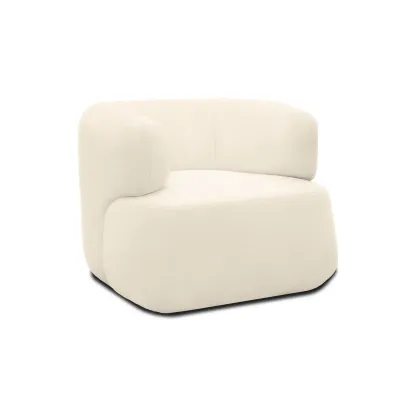 Sessel aus Teddy‑Stoff, creme, 90 x 86 x 71 cm – rundes Armteil, Filzgleiter, frei stellbar, komfortabel gepolstert