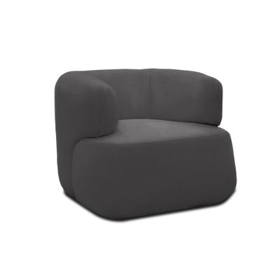 Sessel aus Teddy‑Stoff, Armsessel, Dunkelgrau, 90 x 86 x 71 cm – weich gepolstert, Filzgleiter, 110 kg