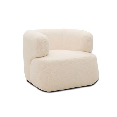 Sessel aus Teddy-Stoff, Creme, 90 x 86 x 71 cm – weich gepolstert, Filzgleiter, frei stellbar