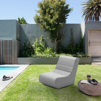 Outdoor Sessel Element, silber, 73 x 102 x 80 cm – modulares Gartensofa, Quick‑Dry Schaum, wasserabweisend, Goodside Federung