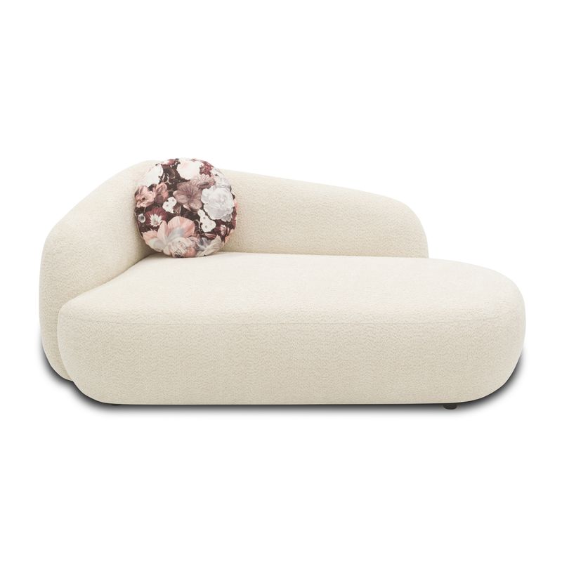 Recamiere, oval, Creme, 183 x 105 x 75 cm – Filzgleiter, Zierkissen, komfortabel gepolstert