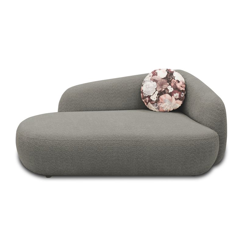 Recamiere, oval, Grau, 183 x 105 x 75 cm – Filzgleiter, Zierkissen, komfortable Polsterung