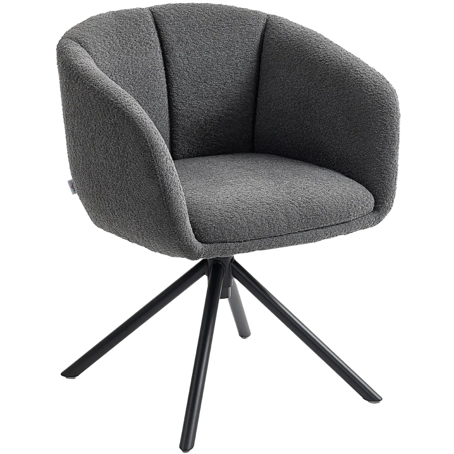 Drehbarer Polsterstuhl, bequeme Sitzschale, kuscheliger Bezug, Dunkelgrau – 58,5B x 59T x 78,5H cm, 120 kg
