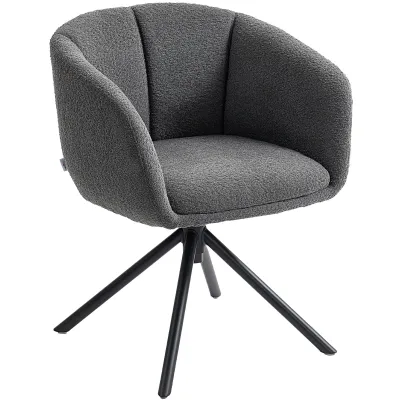 Drehbarer Polsterstuhl, bequeme Sitzschale, kuscheliger Bezug, Dunkelgrau – 58,5B x 59T x 78,5H cm, 120 kg