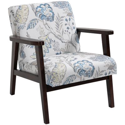 Sessel mit Armlehnen, Holzrahmen &amp; atmungsaktivem Stoff, Blumendesign – 68,5 x 78,5 x 75 cm, 120 kg