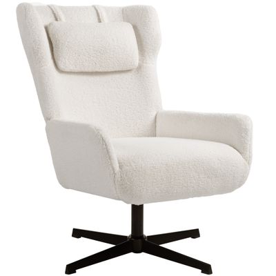 Akzentstuhl, Fleece‑Bezug, Drehfuss, Metallrahmen, Cremeweiss – 74B x 86,5T x 102H cm, 120 kg